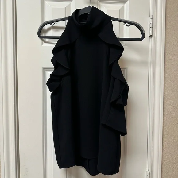 Black TopShop Halter Neck Ruffled Blouse size 4 - Picture 1 of 4